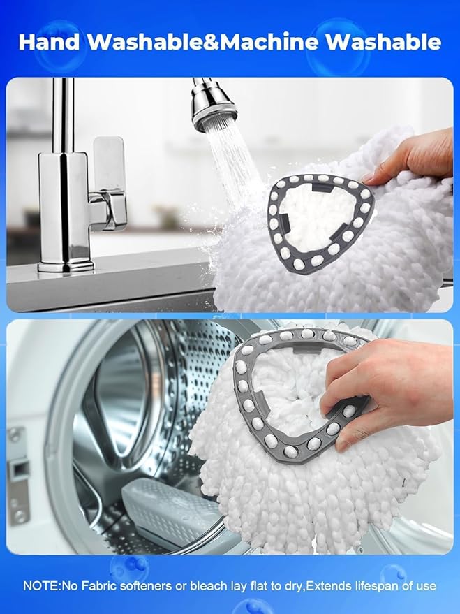4 Pack Mop Head Replacement Compatible with O-Cedar EasyWring 1 Tank System, Spin Mop Head Replace with 30-58" Handle and Base ,Refills Machine Washable(White,1 Tank)