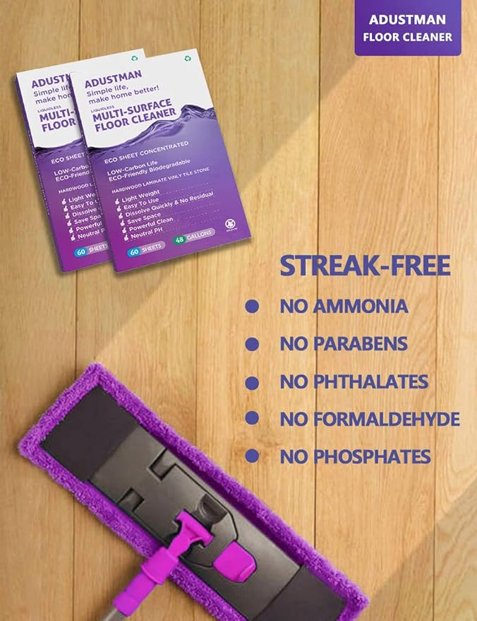 Eco Friendly Floor Cleaner Concentrate Natural Cruelty-Free Multi-Surface Hardwood Laminate Vinyl LVT LVP Stone Plastic Free Leak-Free Urltra-Light Refills Lavender Scent 96 Gallons 2Pack