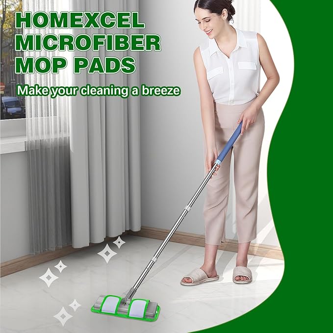 Microfiber Reusable Mop Pads Compatible with Swiffer Sweeper- Machine Washable Microfiber Mop Pad Refills for Household Cleaning-Floor Cleaning Mop Head Pads Work Wet and Dry-Pack of 6