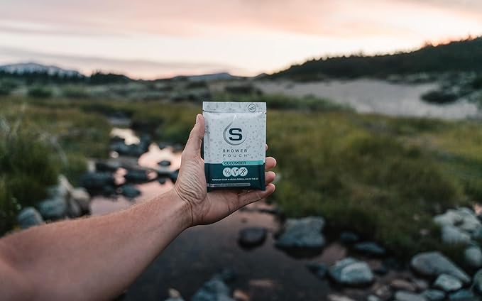 Shower Pouch XL (2' x 1') Bathing Body Wipes for Adults – Aloe-Infused Heatable & Reusable Bath Wipes for Camping, Travel, Outdoor – (20 Pack) Variety Scents