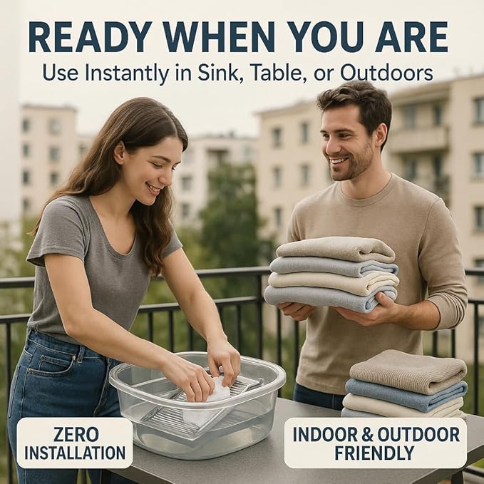 16 Inches outdoor sink lavadero para lavar ropa a mano Large PET washboard for hand washing clothes Laundry Laundry Washboard Can Wash Lace Fragile Clothes Trousers Towels Socks (Transparent Gray)