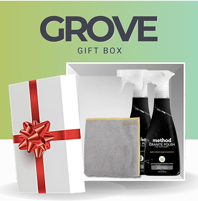 Method Apple Orchard Scent Granite Polish Spray 14 oz Bundle with Microfiber Cloth - Granite Countertop Cleaner - Plant-Based Marble & Quartz Cleaner for Shiny Surfaces - (3 Items)