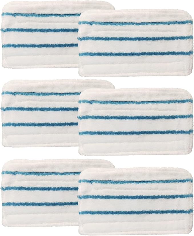 6 Packs Replacement Mop Pads Compatible with Black & Decker Steam Mop SM1600 SM1610 SMP20 Series HSMC1361SGP BDH1855SM, Microfiber Reusable Washable Mop Pads for Floor Cleaning