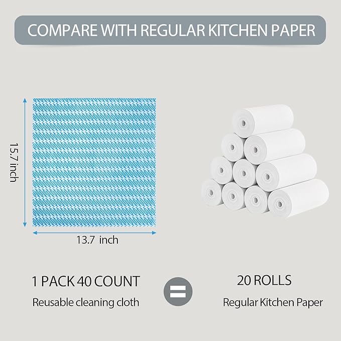 Disposable Cleaning Cloths Dry Handi Wipes Reusable Dish Cloths Multi Use Reusable Cleaning Towels,Machine Washable J Cloth,Heavy Duty Handy Wipes 13.7" X 15.7" 80 Count