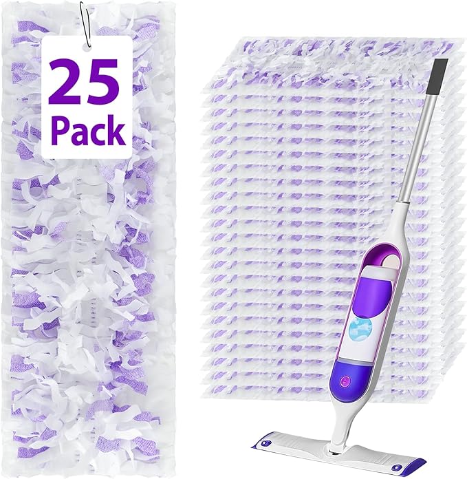 25 Count Disposable Heavy-Duty Power Mop Pads Refills for Swiffer Power Mop,Replacement Floor Cleaning Refills, Non-Washable & Unscented, Compatible with Swiffer PowerMop (Quick-Absorb, No Residue)