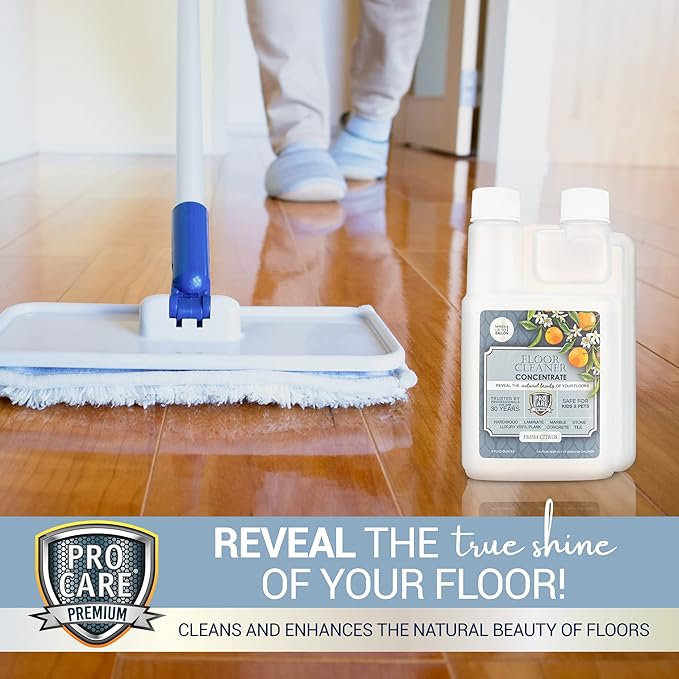 Citrus Floor Cleaner Concentrate (Made in USA) | Vinyl, Wood, Tile, Stone & Laminate Floor Cleaner For Mopping, Household Supplies, Cleaning Solution Concentrate For Kitchen & Bathroom - 8oz