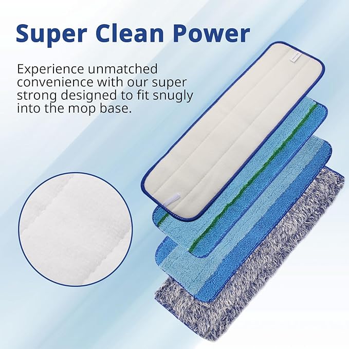 6pack Hardwood Floor Cleaner Pads Compatible with Bona Mop Washable Reusable Microfiber Cleaning Pad Replacement Multi-Surfacecleaner Refill 2 Deep Cleaning Pad+2 Microfiber Cleaning Pad+2 Dusting Pad