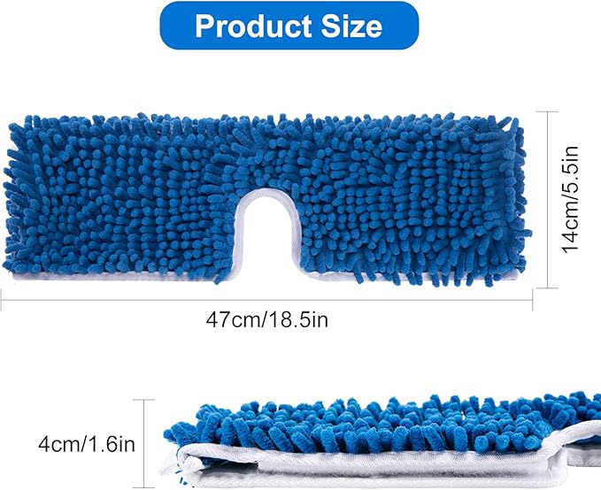 3 Pack Mop Heads Replacement Compatible for Oceda Dual-Action Flip System, Dry and Wet Used, Chenille Double Sided Mop Refills Head for Most Hardwood Floors