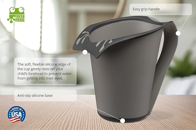 Plastic Bath Cup (800ml, 27 fl Ounce) Waterfall Rinser, Made in USA (Grey)