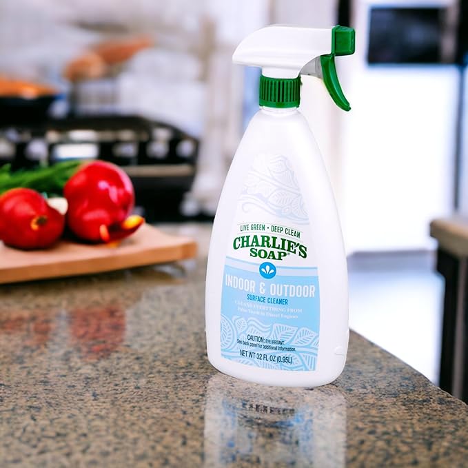 Charlie's Soap Indoor & Outdoor Surface Cleaner Refill Biodegradable Natural Outdoor Cleaning Spray – Safe for Indoor Use (32.00 Fl Oz (Pack of 2))