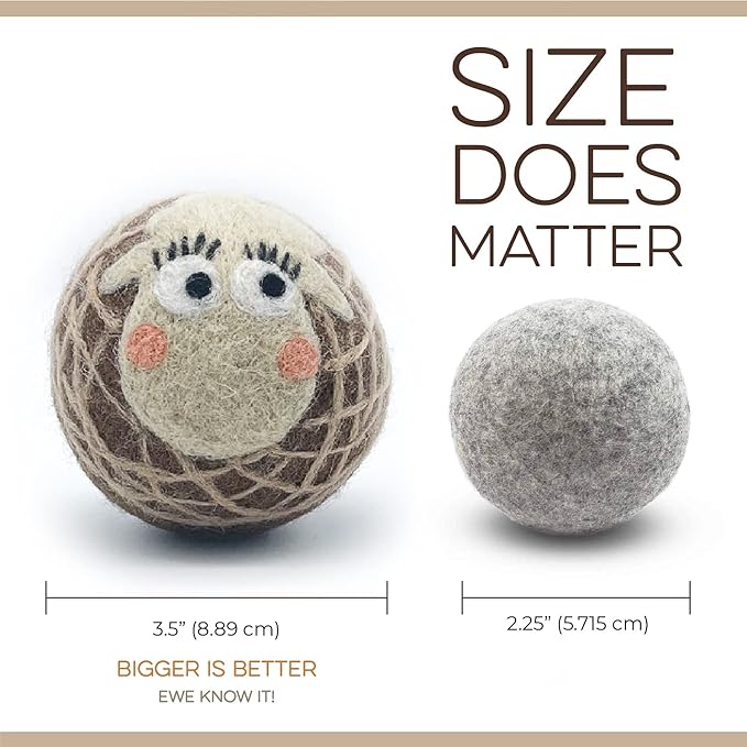Fluff Ewes Premium Handmade New Zealand Reusable Wool Dryer Balls for Laundry & Baby + Ewe Dew Home Fragrance Aromatherapy Dryer Ball Essential Oil Blend, 2 Pack, Darks + Cottontail 0.5oz