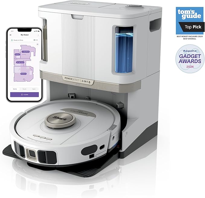 Shark Robot Vacuum & Mop Combo, PowerDetect NeverTouch Pro, Self-Emptying, Self-Refill with Self-Clean Pad Wash & Dry, 60-Day Debris Capacity, 30-Day Refill Tank, 5 PowerDetect Technologies, AV2800ZE