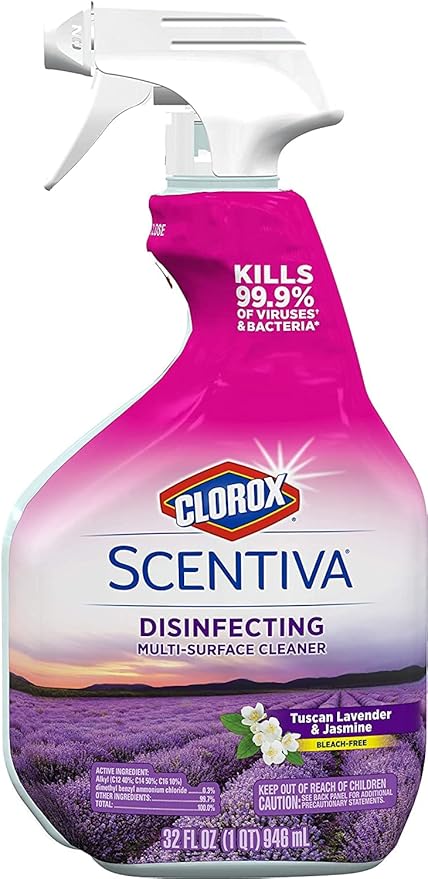 Clorox Disinfecting Multi-Surface Cleaner Spray & Disinfecting Wipes, Tuscan Lavender & Jasmine Scent - Bundle of 2 Items