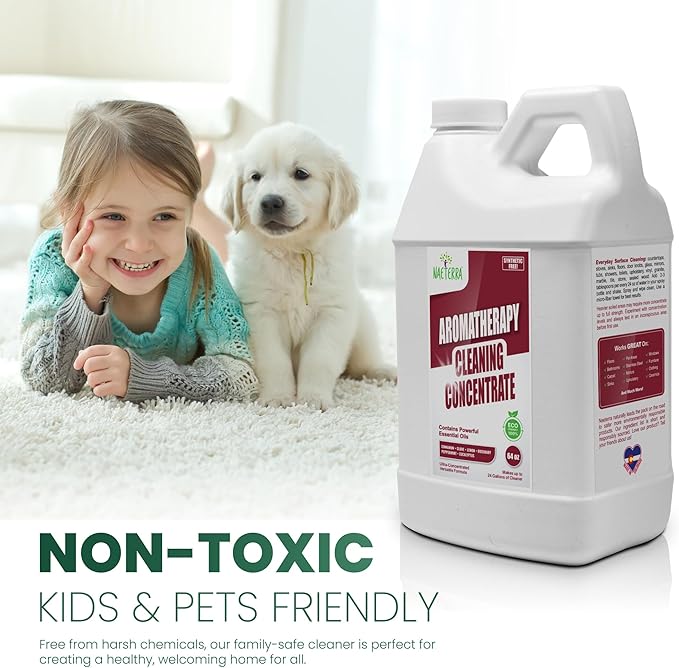 Naeterra Aromatherapy Cleaning Concentrate 64 oz makes 24 Gallons of Natural, Eco-Friendly Multi-Surface Cleaner loaded with Essential Oils – Non-Toxic, Synthetic Free Powerful & Refreshing Clean