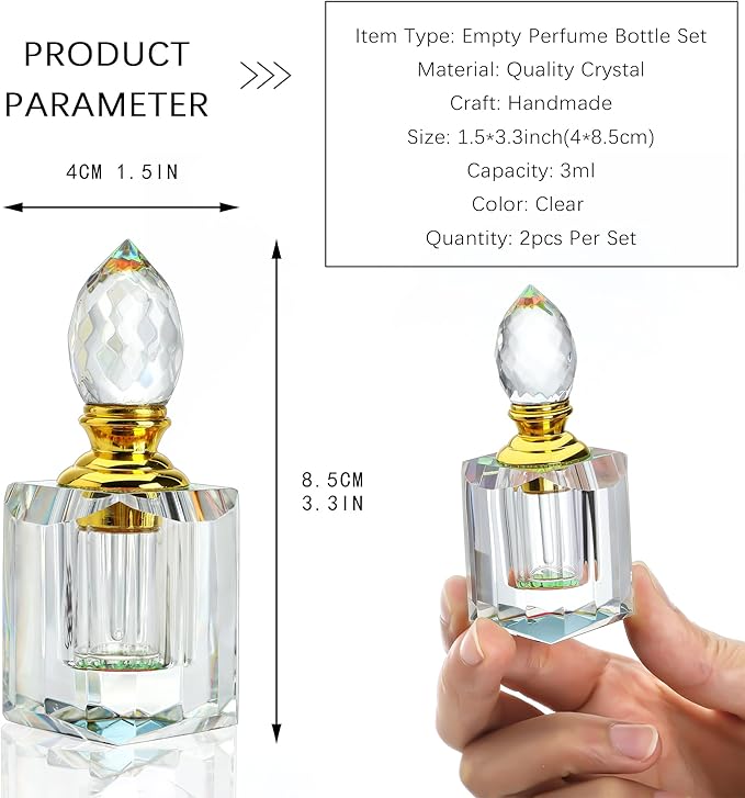 YU FENG 12pcs Clear Perfume Spray Bottles and 2pcs Vintage Crystal Perfume Bottles