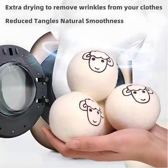 Wool Dryer Balls (Pack of 6), Premium Reusable New Zealand Natural Fabric Softener,Save Drying Time,Reduced Creasing of Clothing(2 (Pack of 12))
