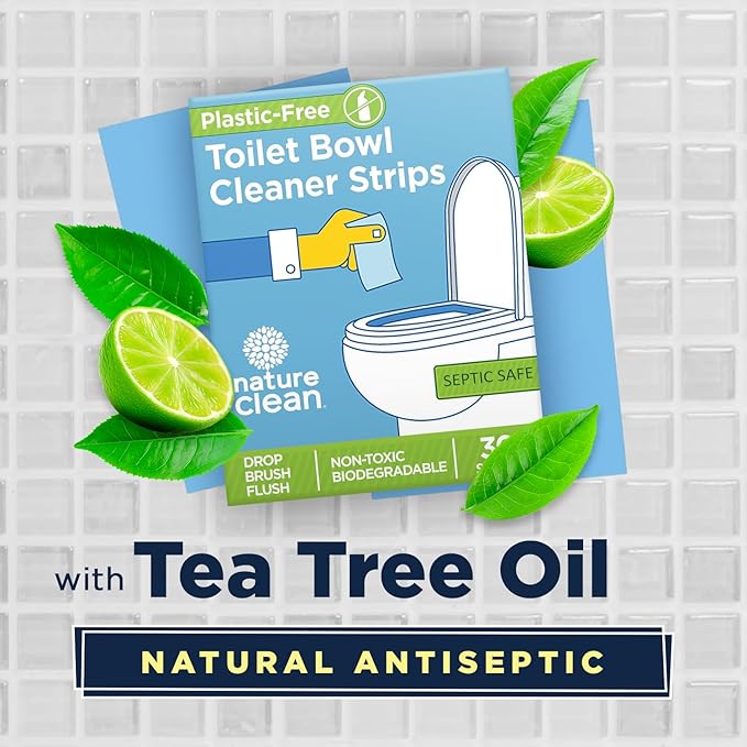 Nature Clean Non-Toxic Toilet Bowl Cleaners Strips 36 count, Plastic-Free Packaging, Natural Toilet Cleaner Septic Safe, Refresh Toilets & Bathroom. No Splash