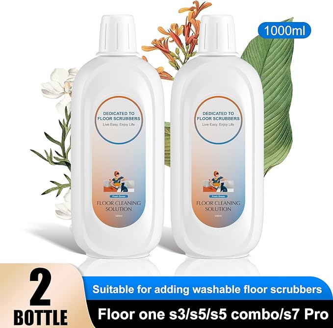 Floor Cleaning Solution Compatible With Tineco , Deep Cleans for Multiple Hard Floors, Suitable With All Robot Vacuums with Mopping and Cordless Wet/Dry Vacuum Mop Cleaner (Fresh Ocean 2 Bottle)