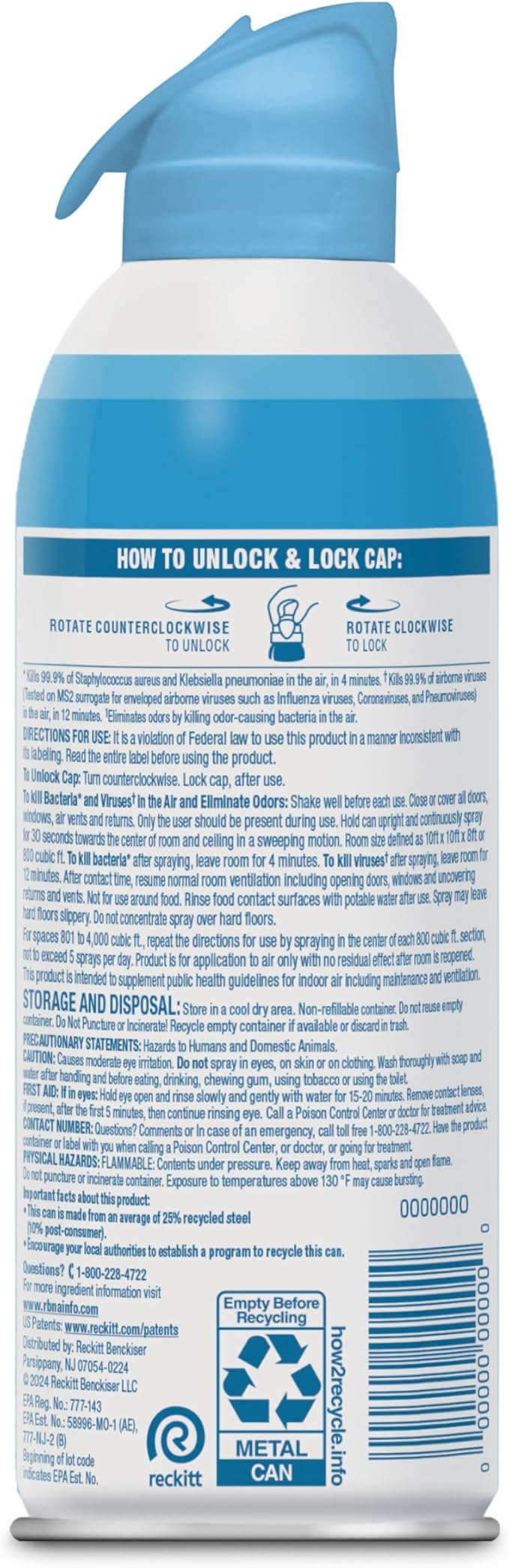 Lysol Air Sanitizer Spray + Odor Eliminator for Home & Office, Sanitizing Air Spray, Cotton Blossom Scent, 10 oz (Pack of 3)