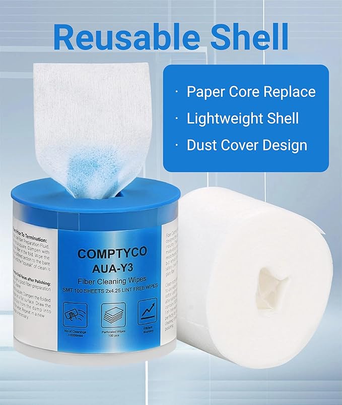 100 Pcs Optical Fiber Wipes,Clean Wipes for Fiber Optics,Dust and lint wipe cloth Optical Fiber End Cleaning Paper for industrial instrument,electrical equipment