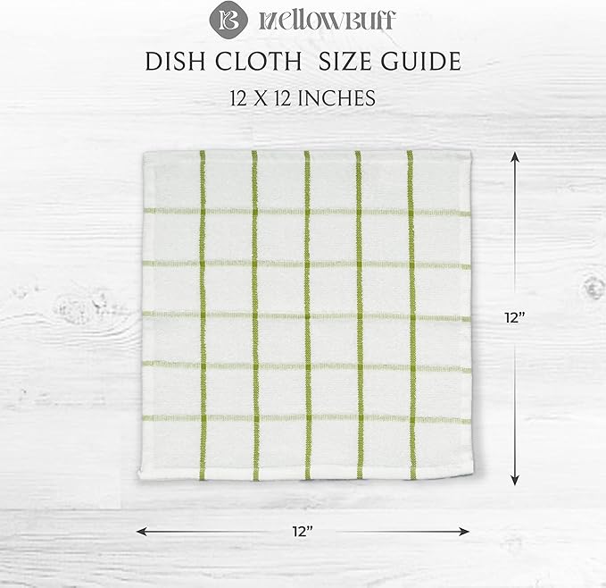 100% Cotton Kitchen Towels and dishcloths Sets, Super Soft & Absorbent, Dish Cloths for Washing Dishes, Dish Towel for Kitchen, 2 Green Dish Towels and 4 Green Dish Cloths