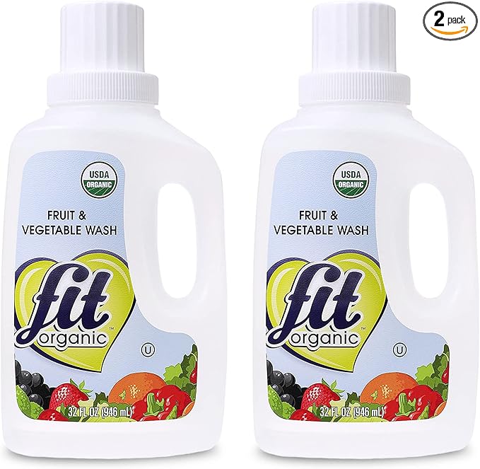 FIT Organic - USDA Certified, Tasteless and Odorless Fruit and Vegetable Product Wash Soaker Org - 32 FL Oz (2-Pack)