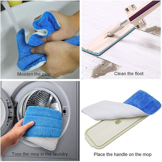 Microfiber Replacement Mop Pad, 18" x 6" Wet & Dry Home & Commercial Cleaning Refills, Reusable Floor Mop Pads (6 Pack)