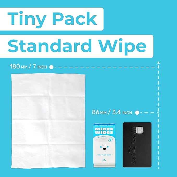 Impossibly Compact Travel Flushable Wipes with Natural Extracts - Skin-Friendly Wet Wipes, Hypoallergenic & Unscented Travel Size Butt Wipes for Adults, Kids & Baby Care - 48 Pack Total 288 Wipes