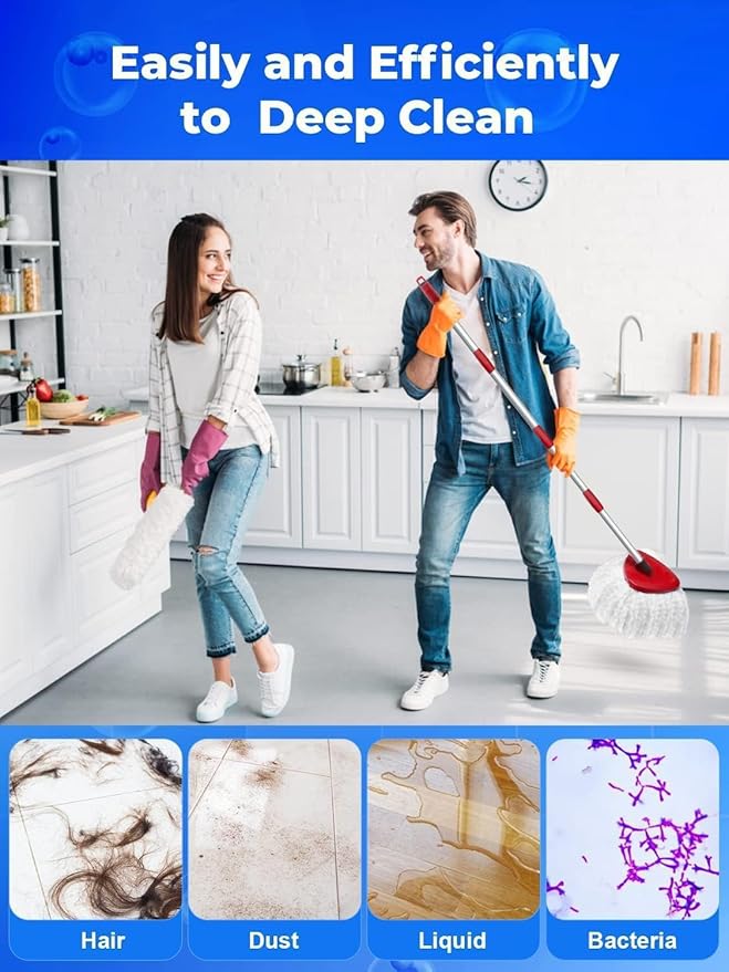 4 Pack Mop Head Replacement Compatible with O-Cedar EasyWring 1 Tank System, Spin Mop Head Replace with 30-58" Handle and Base ,Refills Machine Washable(White,1 Tank)