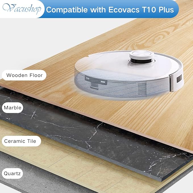 Vacuum Accessories Replacement for Ecovacs T10 Plus Reusable Hard Floor Expert Wet Compatible Microfiber Soft x4 Mop Pad