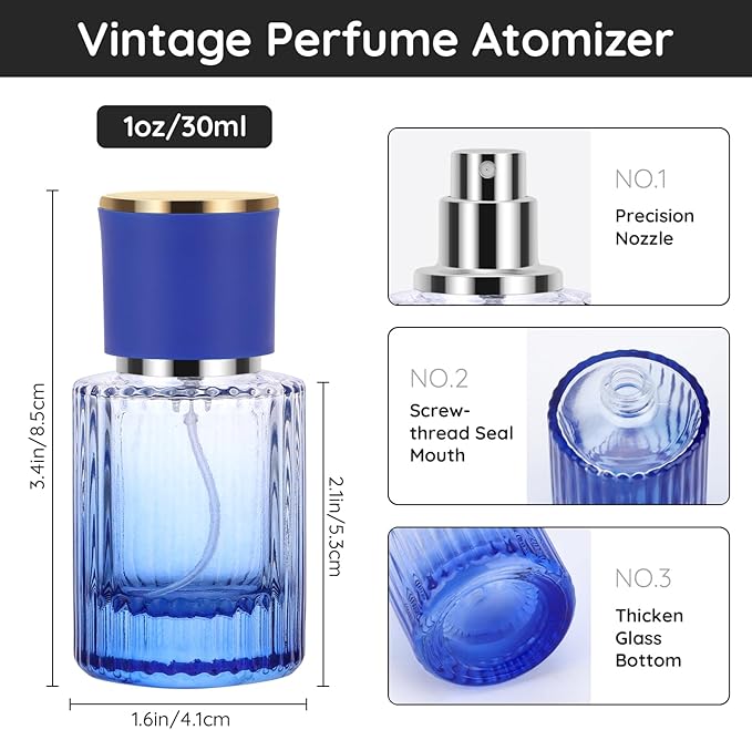 Segbeauty 1Oz Travel Cologne Sprayer,Perfume Spray Bottle Refillable,4 Pcs 30ml Empty Perfume Bottle for Women,Large Cosmetic Perfume Atomizer Refillable Perfume Bottle Atomizer Sprayer for Perfume