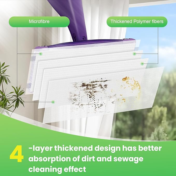 40 Count Disposable Mop Pad Replacement for Swiffer WetJet Spray Mop, Extra Strong Dirt Locking and Water Absorbent, Powerful Stain Removal