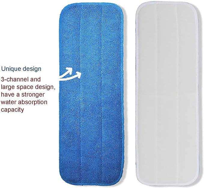 Microfiber Replacement Mop Pad, 18" x 6" Wet & Dry Home & Commercial Cleaning Refills, Reusable Floor Mop Pads (6 Pack)