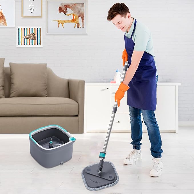 5 Pack Square Microfiber Mop Pads Replacement Compatible with True & Tidy SPIN-800 TrueClean Mop M16 Spin Mop,9 inch Mop Pad Fits Most Square Spin Mop