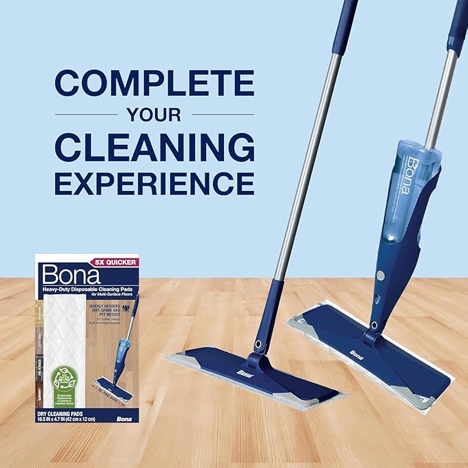 Bona Multi-Surface Floor Cleaning Pads - 18 Refills - Heavy-Duty, Disposable, Microfiber Pads for Easy Floor Cleaning