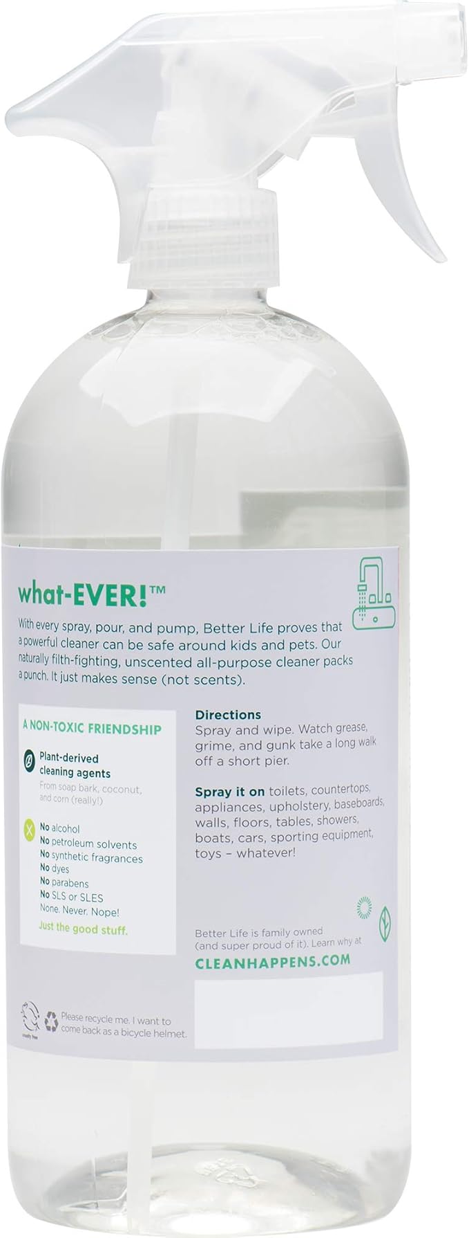 Life Natural All-Purpose Cleaner, Safe Around Kids & Pets, Unscented, 32 Fl Oz (Pack of 1), 2409M