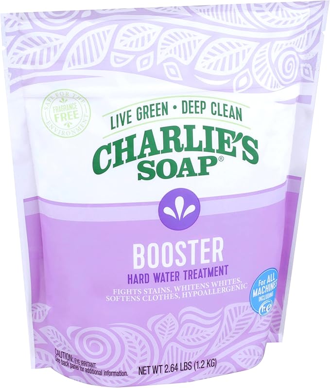 Charlie's Soap Booster & Hard Water Treatment (2.64 Lbs, 2 Pack) Natural Powdered Water Softener and Laundry Booster – Safe and Effective