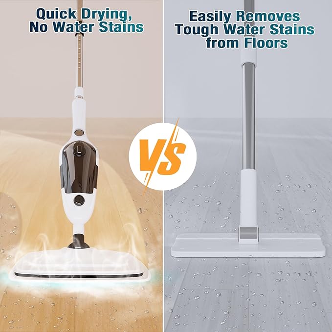 Steam Mop - 11-in-1 Steam Cleaner for Home with 15.2 OZ Water Tank & 23FT Power Cord, Detachable Steam Mops for Floor Cleaning MultiPurpose Steamer for Hardwood, Tile, Furniture with 11 Accessories