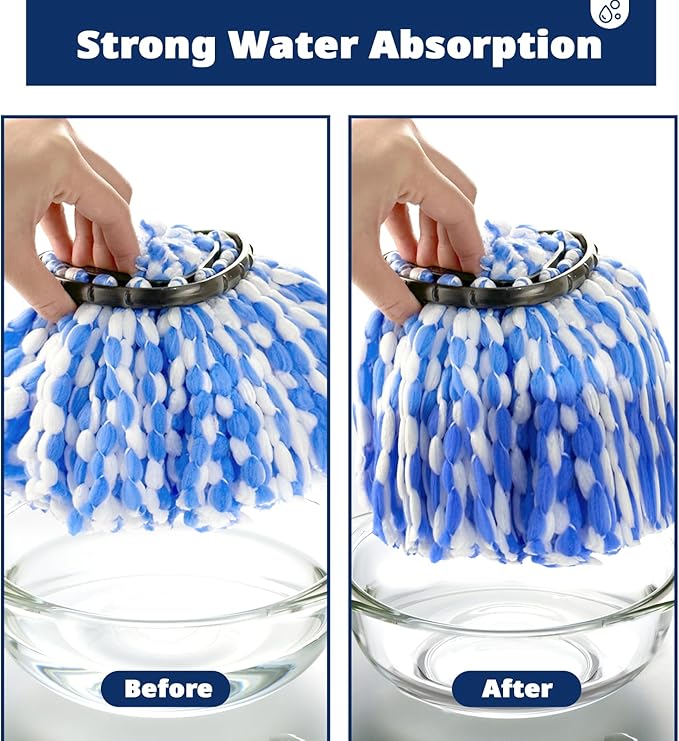 Spin Mop Replacement Head RinseClean 2-Tank System, 4 Pack Mop Head Replacement, Microfiber, Machine Washable, Easy to Replace and Deep Cleaning (NOT for 1-Tank System)