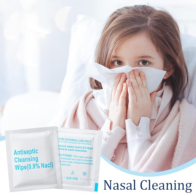 Treela 150 Pcs Sterile Saline Wipes Antiseptic Cleansing Individually Wrapped Travel Wet Wipes Unscented Cleansing Face Eye Wound Aftercare Swabs for Adult Travel Individual Packet