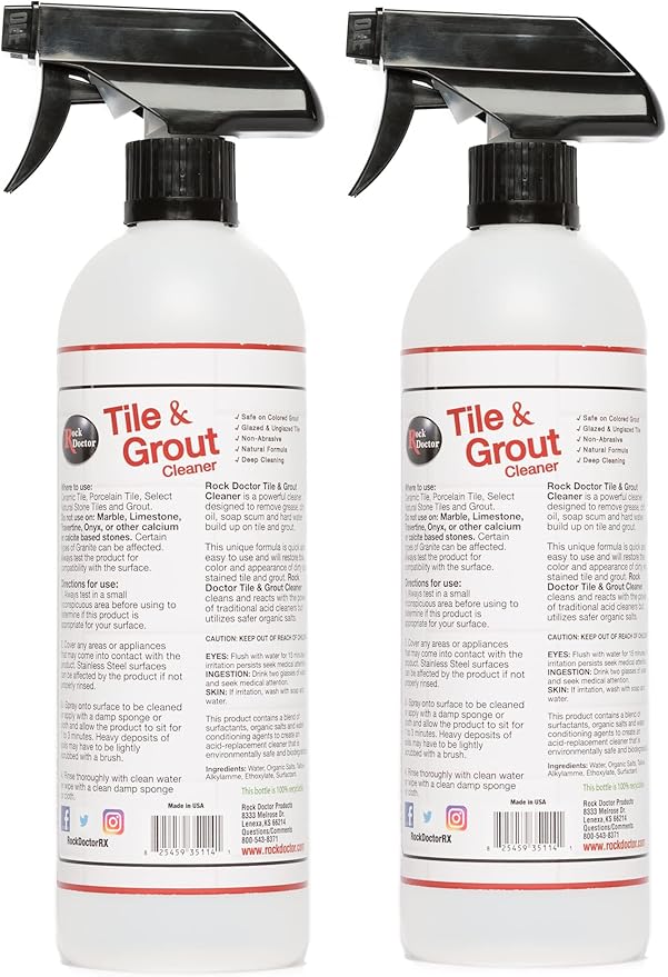 Rock Doctor Tile and Grout 24oz.Rock Doctor Natural Tile and Grout Cleaner, Remove Stains Dirt, Oil, and Soap Scum, Heavy Duty Non-Abrasive Tile Cleaner, Natural Formula, Pack of 2 2/pack