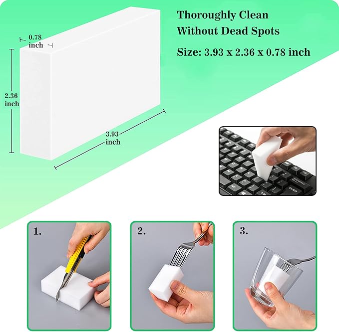 100/180 Pack Magic Sponge Eraser, Melamine Sponge Foam, Non-Scratch Kitchen Scrub Magic Sponge, Multi-Functional Household Cleaning Sponges for Dish, Bathroom, Bathtub, Sink, Cup, Wall Cleaner