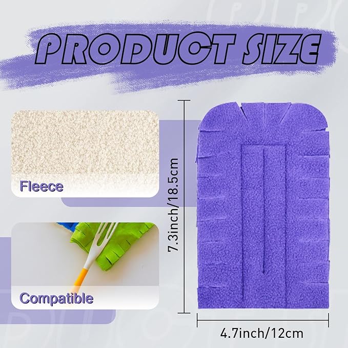 20 Pcs Fleece Duster Refill - 360° Reusable Duster Refills for Swiffer, Washable Hand Cleaning Pads for Ceiling Fans, Floors & Windows (5 Colors)