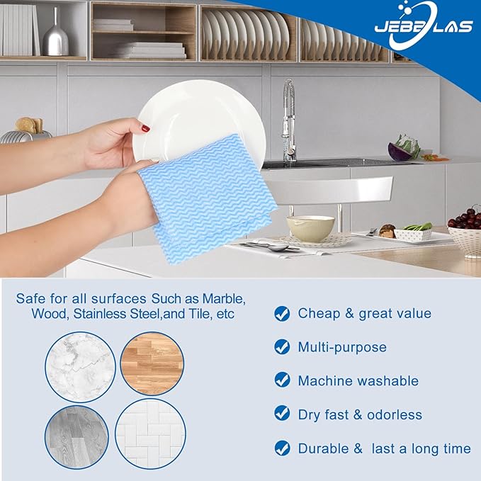 JEBBLAS Reusable Handi Wipes Disposable Cleaning Cloths Dish Towels and Dish Cloths Reusable Towels,Handy Cleaning Wipes, 50 Count/Pack,Yellow
