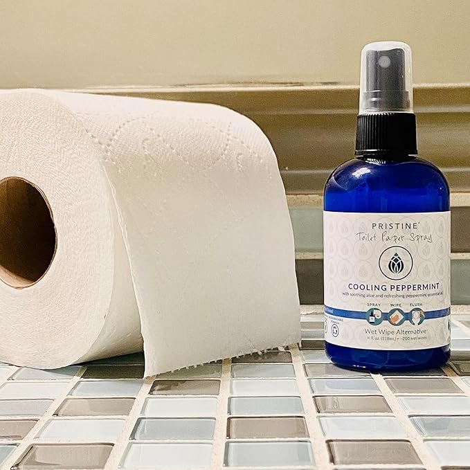 Toilet Paper Spray - As Seen on Shark Tank, More Natural Personal Cleansing Wipes & Flushable Wet Wipes Alternative, Spray Toilet Paper to Create Flushable Wipe, Cooling Peppermint, 4 fl oz