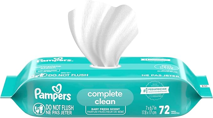 Pampers Baby Wipes, Complete Clean Baby Fresh Scented Wipe, Gently Cleans Head to Toe, 864 Total (12 Flip-Top Packs)