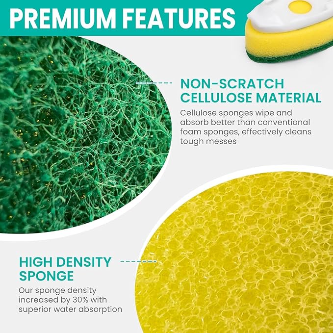 Dish Wand with 4Pack Replacement Dish Wand Sponges,Dish Brush Pads Kitchen Cleaning Sets,Non-Scratch Dishwand Kit