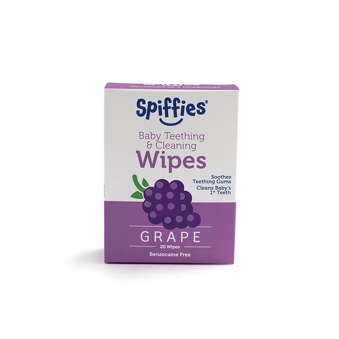 Baby Teeth Wipes - Grape Flavor, Xylitol-Enriched Baby Gum Cleaner & Dental Wipes for Teething Relief and Teeth Cleaning - Safe for Infants & Toddlers, 20 Count (Pack of 6)