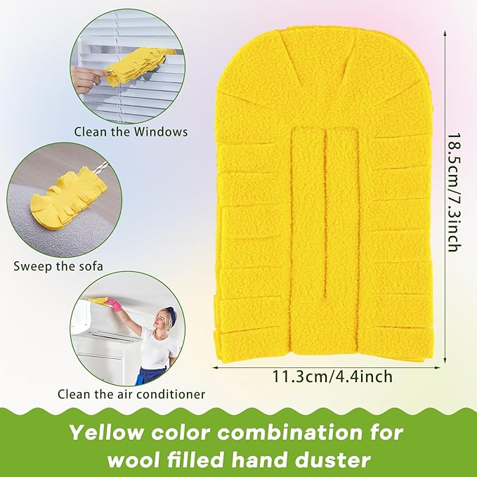 Zubebe 6 Pcs Heavy Duty Duster Refill Reusable Fleece Duster Refills Multi Surface Washable Cleaning Pads for Home, Blinds, Fans, Corners, Furniture (Yellow)