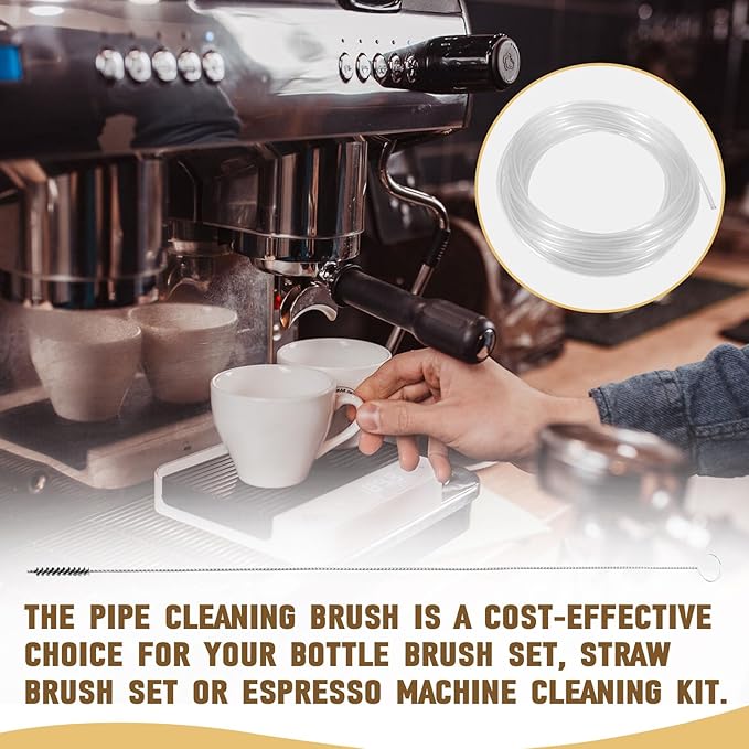 Milk Foamer Hose Brush, Pipe Tube Cleaner Brush for Espresso & Coffee Machine, Cleaning Glass Pipes, Baby Bottles, Straws & More - Nylon Bristles Cleaning Brushes with Flexible Handle, 12-1/2 Inches